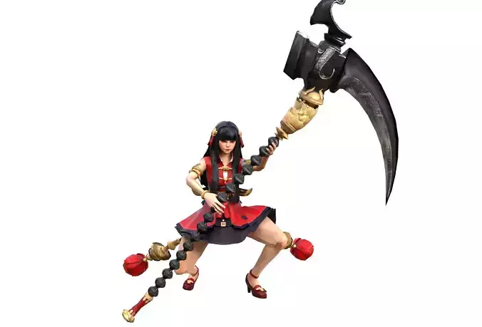 DaeGyo 3d model female character holding scythe