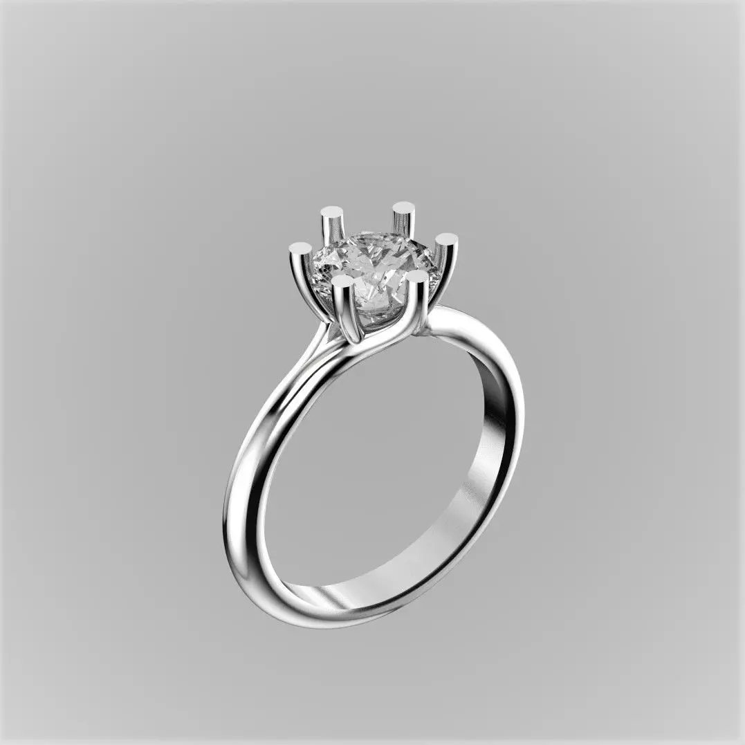 Six Claw Solitaire Ring 3D print model_0