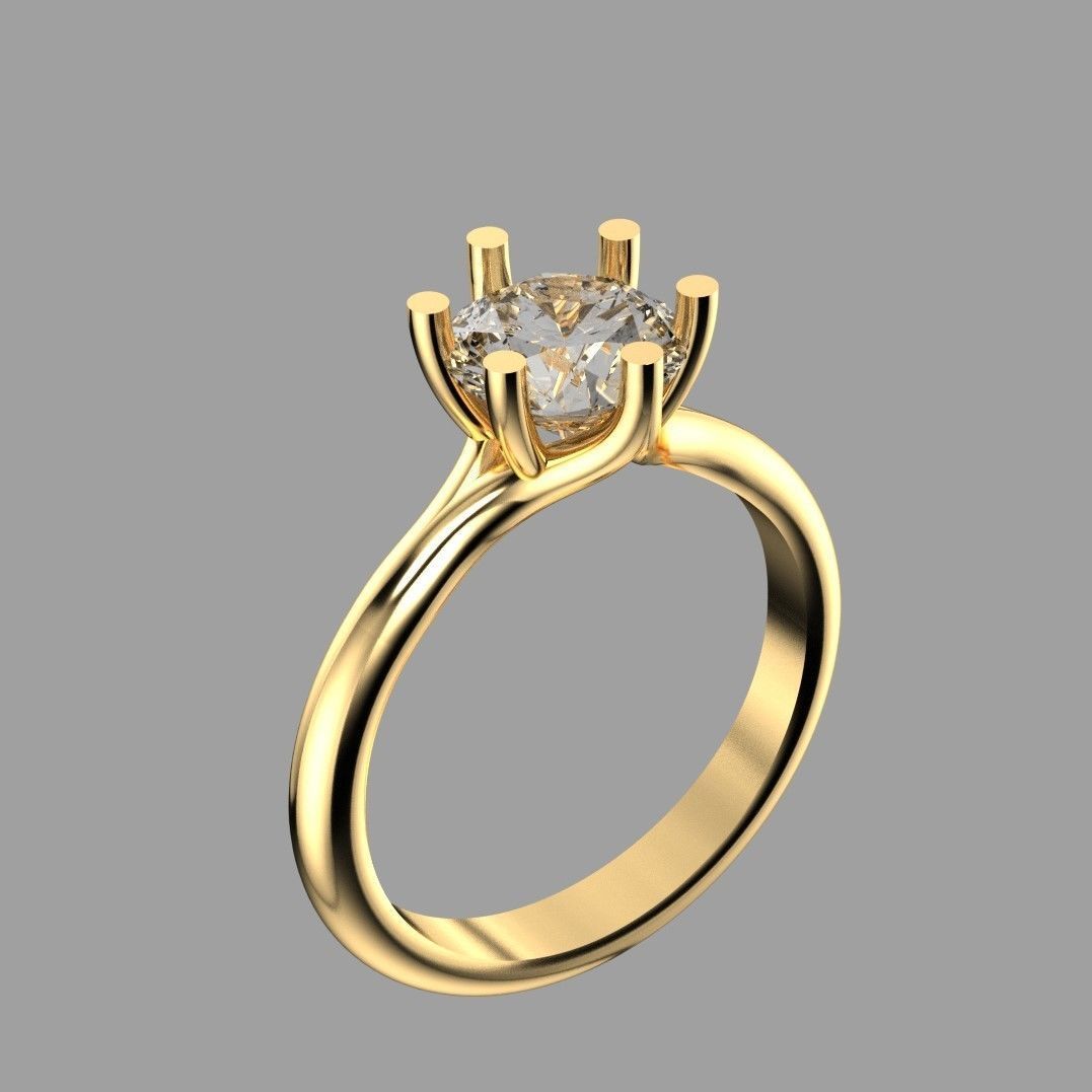 Six Claw Solitaire Ring 3D print model_1