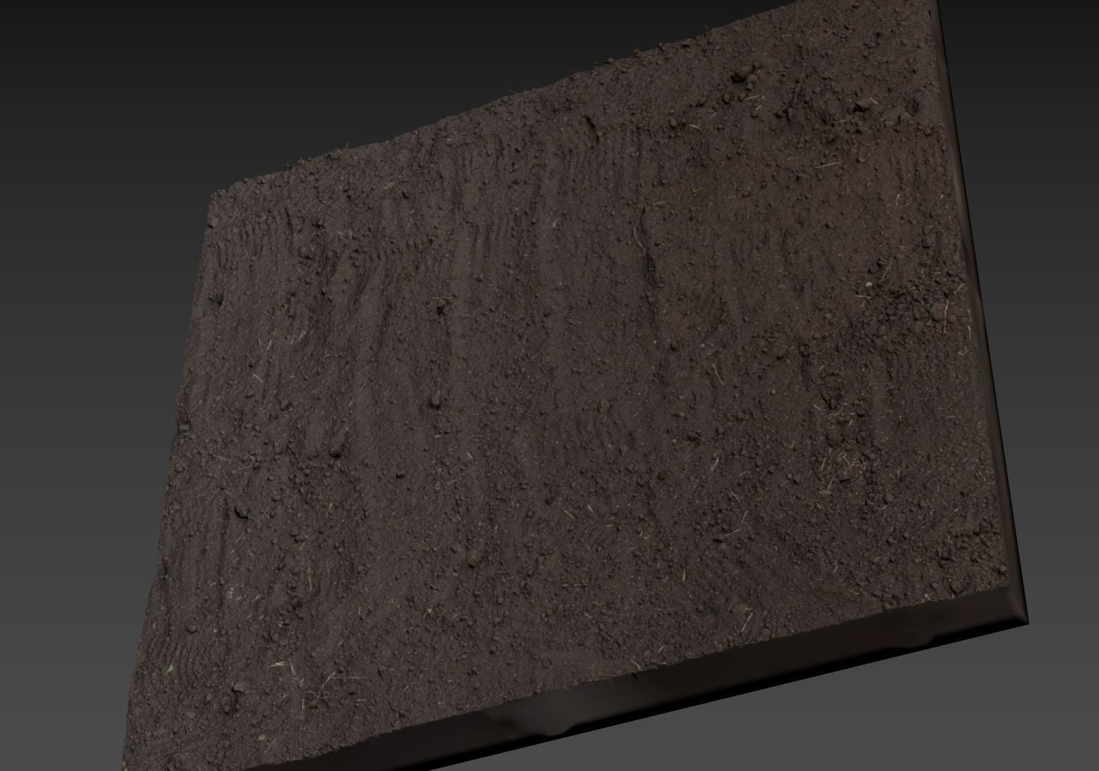 Ground square piece of dirt 3D model_7