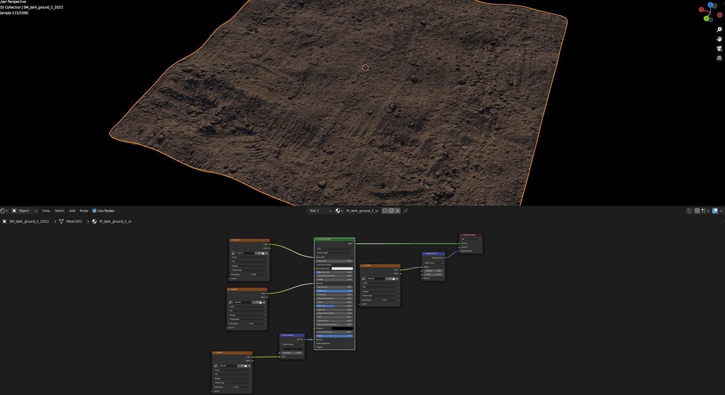 Ground square piece of dirt 3D model_5
