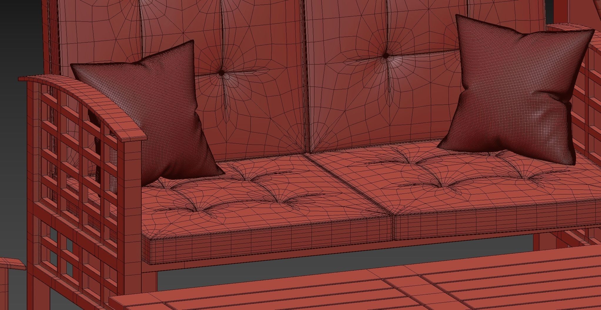 Garden Wooden Alcove with set of Chairs and Table 3D model_10