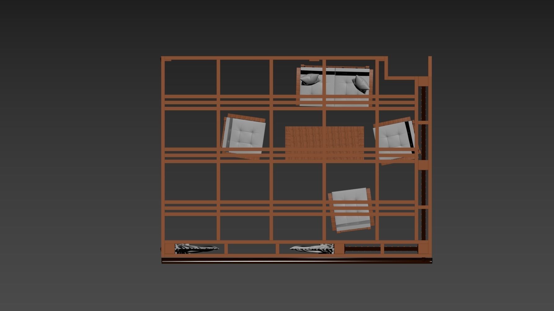 Garden Wooden Alcove with set of Chairs and Table 3D model_6