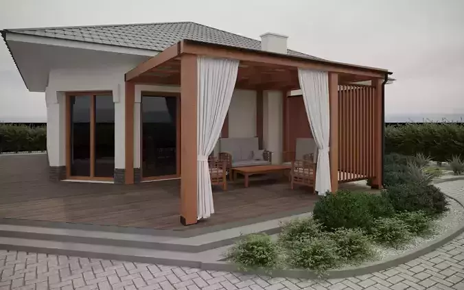 Garden Wooden Alcove with set of Chairs and Table