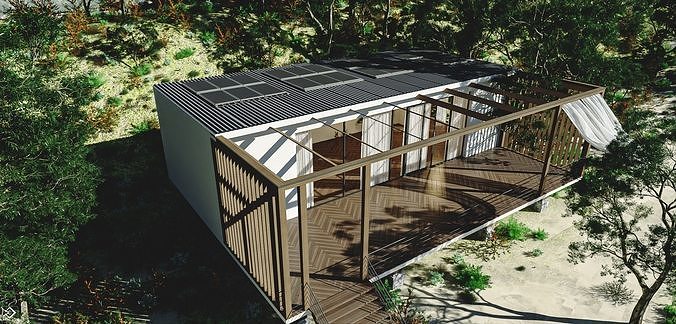 Outdoor Hotel Room Low-poly 3D model 7