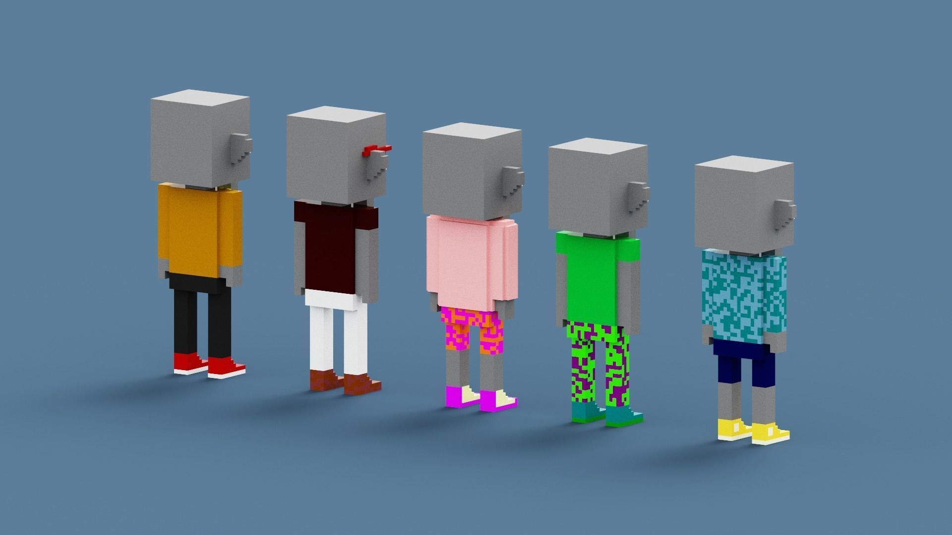 NFT Voxel Elephant Characters Low-poly 3D model_8