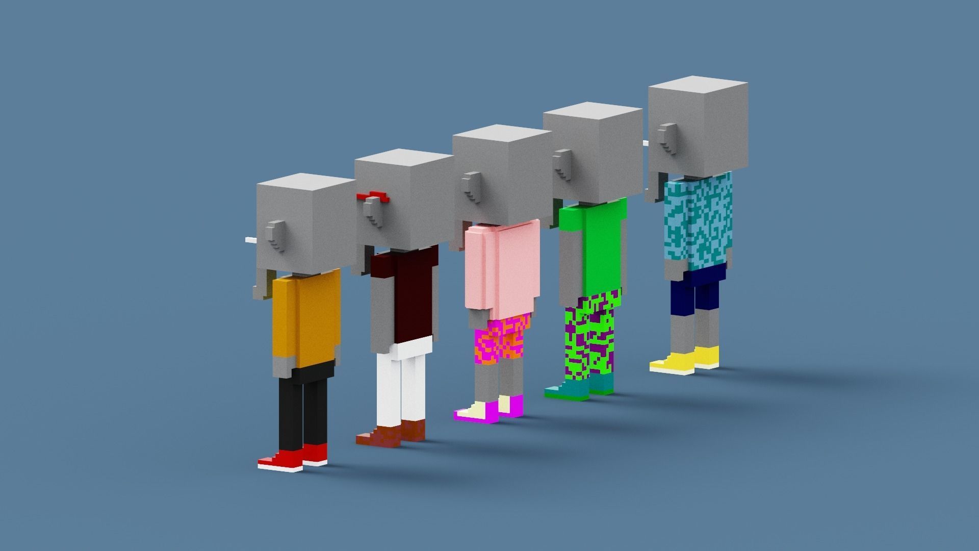 NFT Voxel Elephant Characters Low-poly 3D model_4