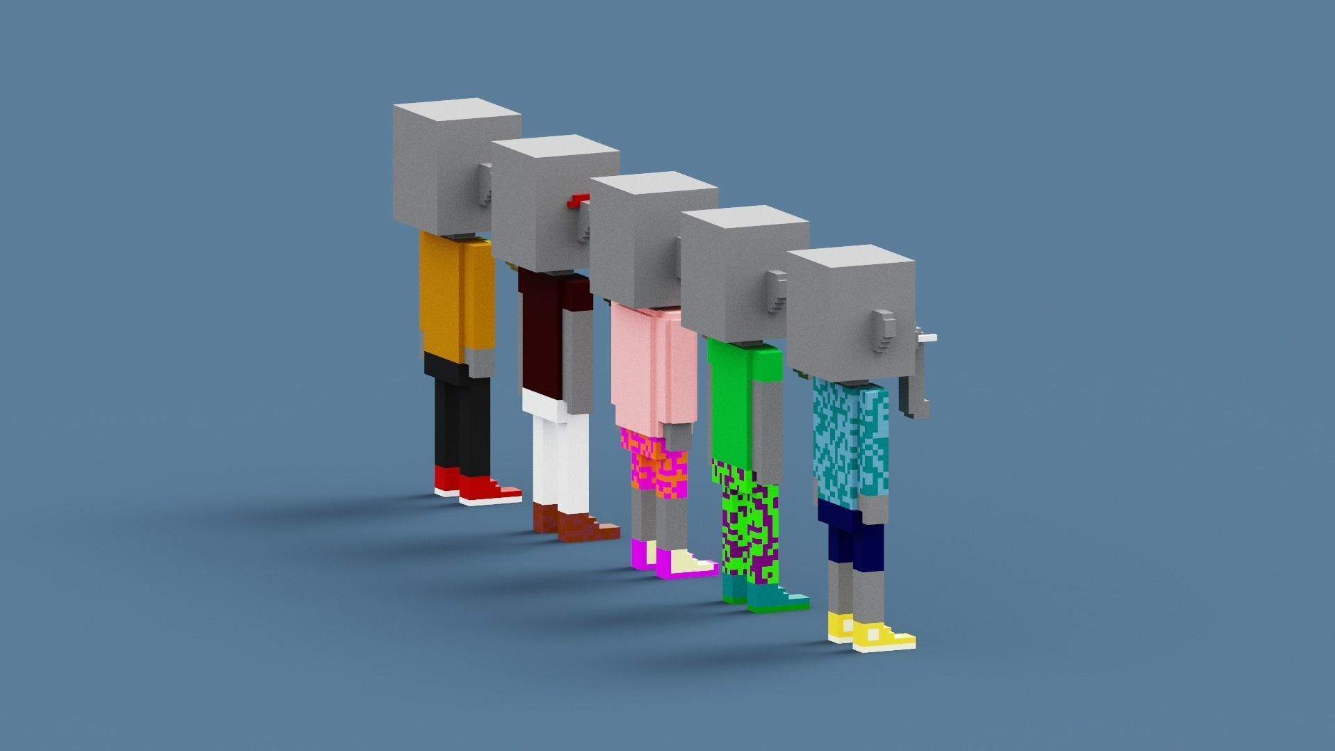 NFT Voxel Elephant Characters Low-poly 3D model_9