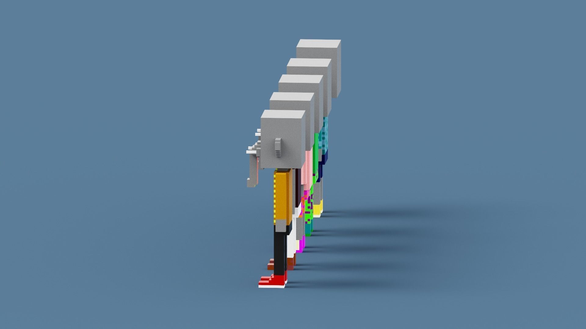 NFT Voxel Elephant Characters Low-poly 3D model_5