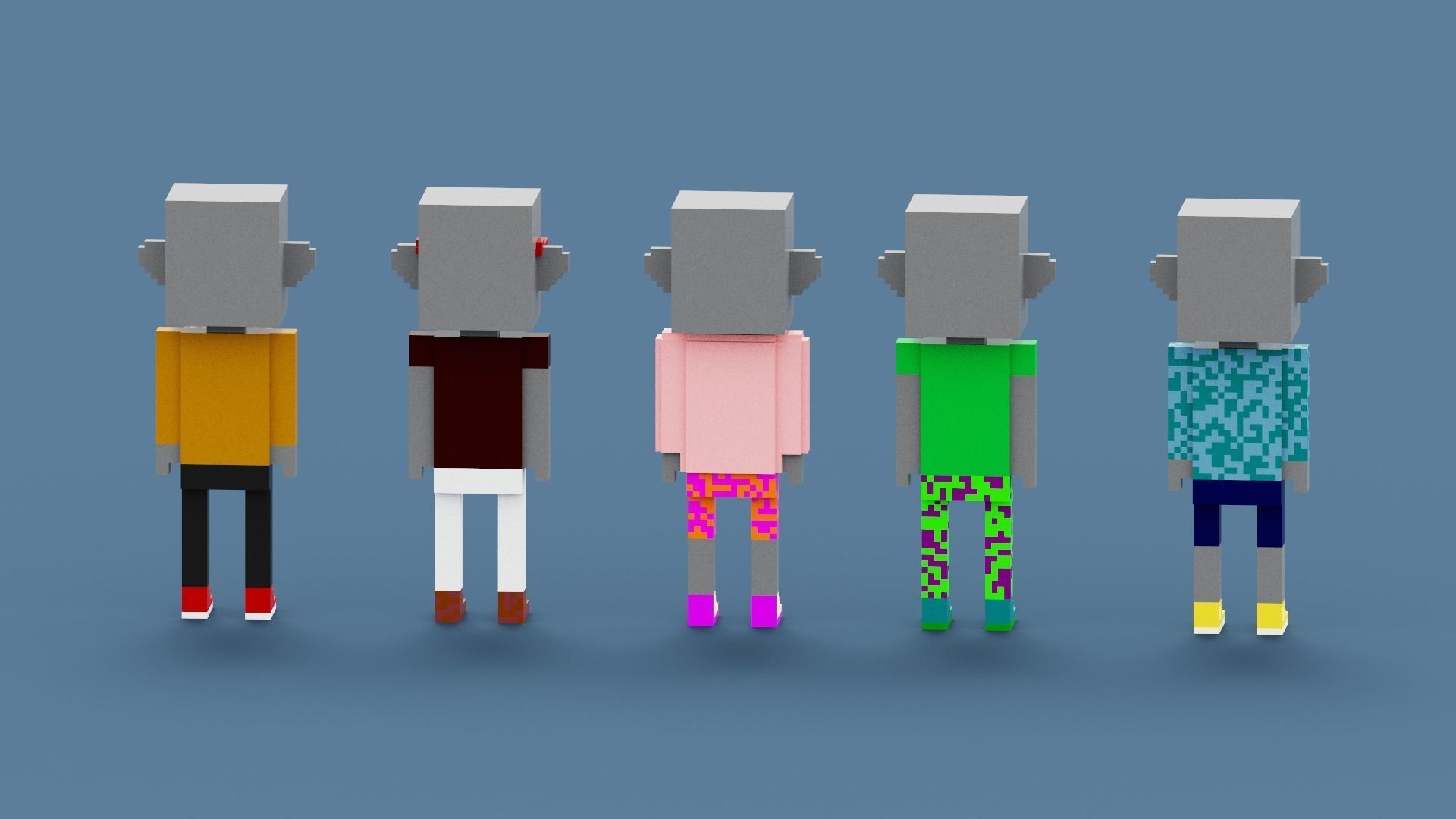 NFT Voxel Elephant Characters Low-poly 3D model_7