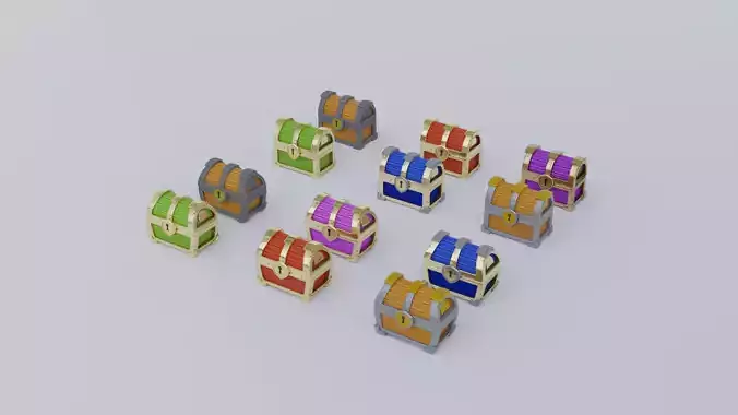 Treasure Chests  and Animation Low-poly 3D model