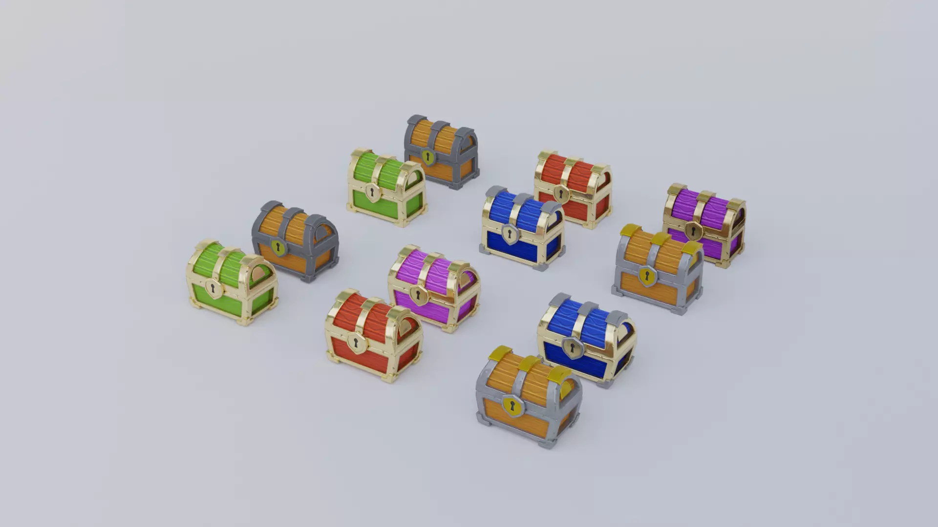 Treasure Chests and Animation Low-poly 3D model