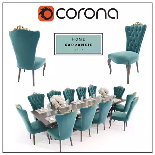Dining set teal velvet chair