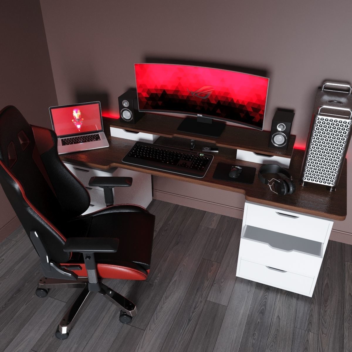 Gaming set best desks free 3D model CGTrader