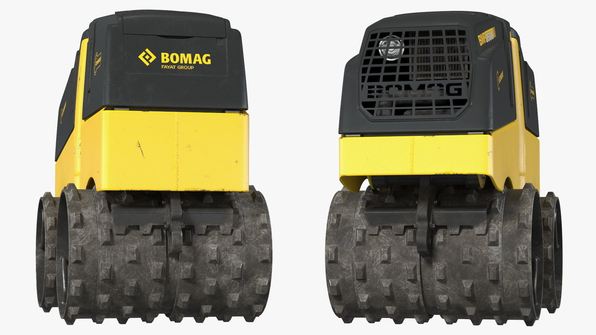 Construction Worker with Trench Roller Bomag BMP8500 Rigged 3D model_36