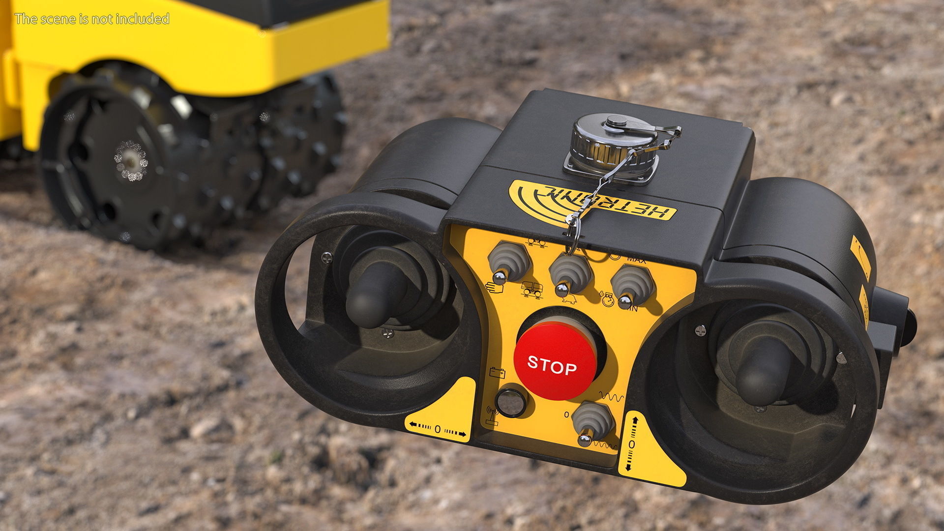 Construction Worker with Trench Roller Bomag BMP8500 Rigged 3D model_12