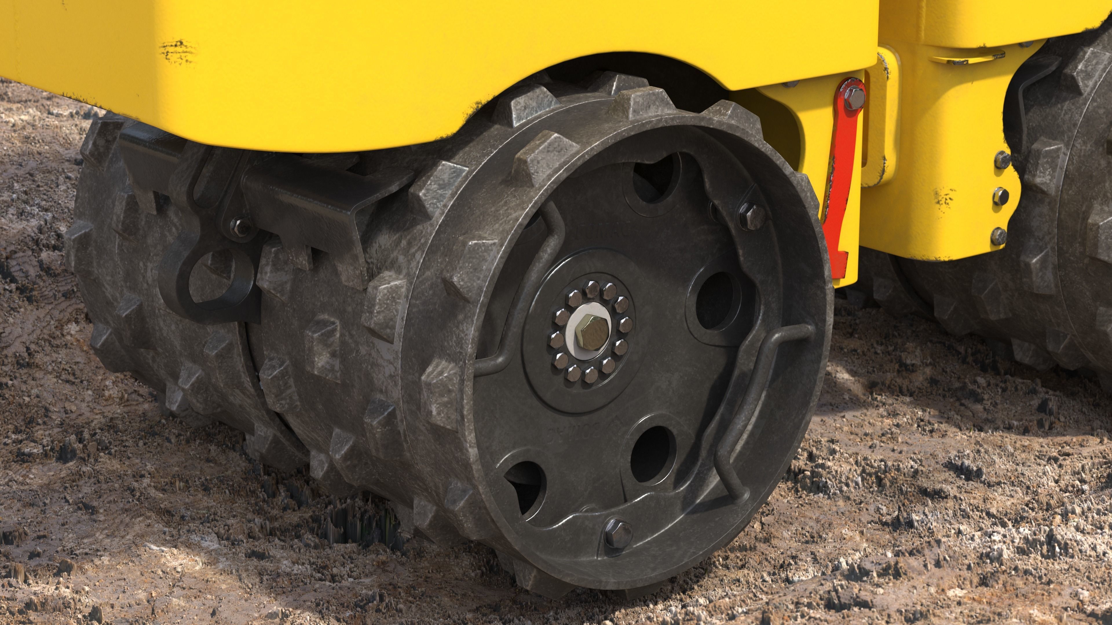 Construction Worker with Trench Roller Bomag BMP8500 Rigged 3D model_54