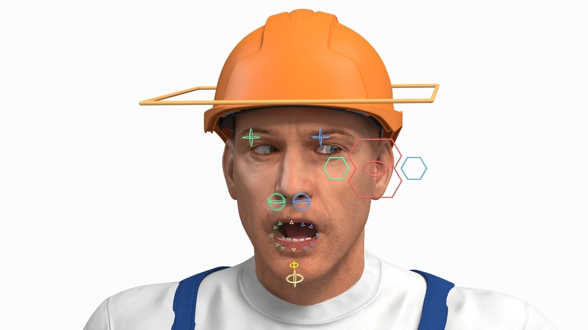 Construction Worker with Trench Roller Bomag BMP8500 Rigged 3D model_4