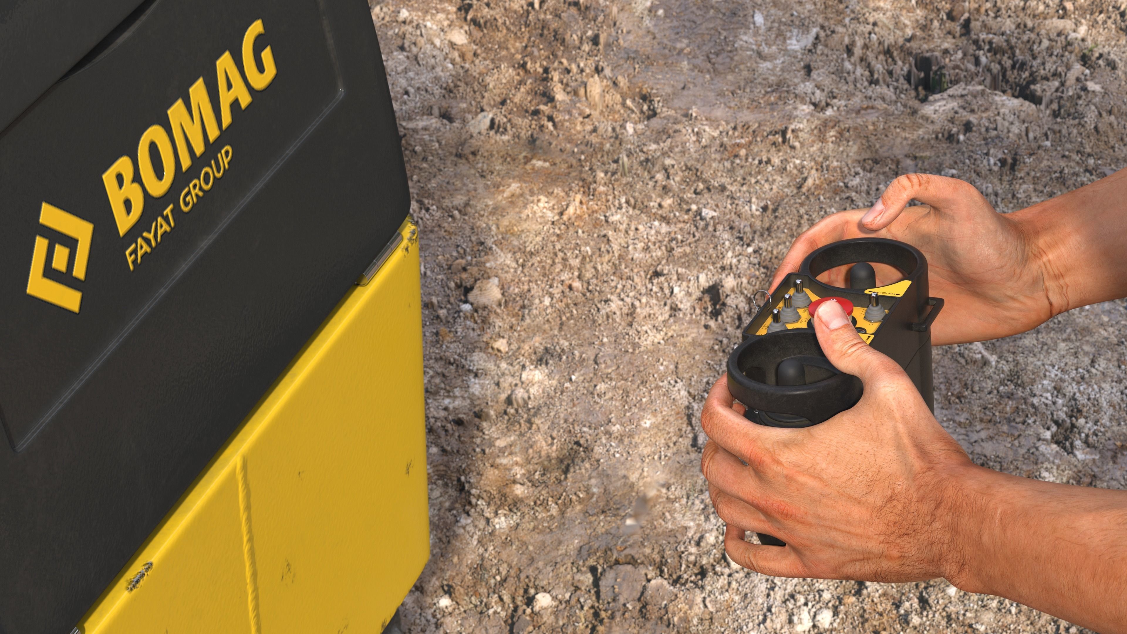 Construction Worker with Trench Roller Bomag BMP8500 Rigged 3D model_62