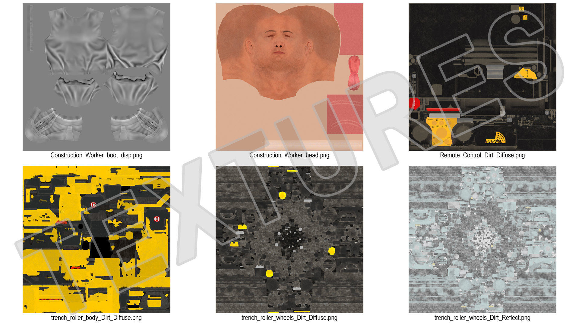 Construction Worker with Trench Roller Bomag BMP8500 Rigged 3D model_53