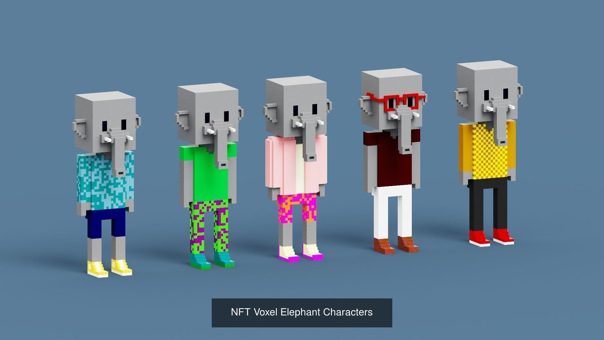 NFT Voxel Animal Characters Low-poly 3D model 3D Model Collection_4