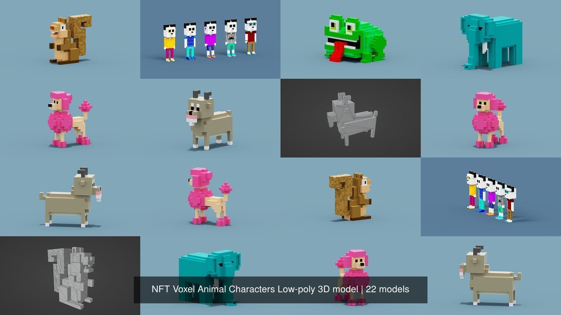 NFT Voxel Animal Characters Low-poly 3D model 3D Model Collection_3