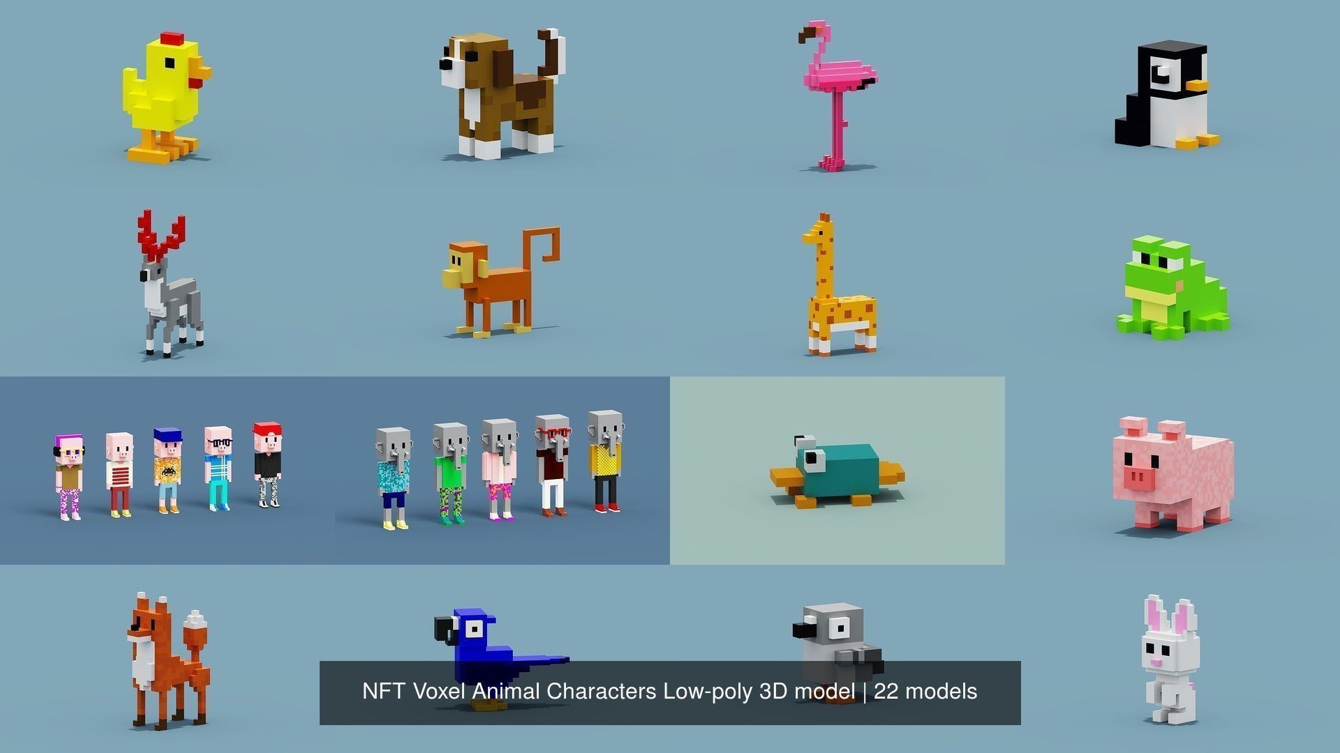 NFT Voxel Animal Characters Low-poly 3D model 3D Model Collection_5