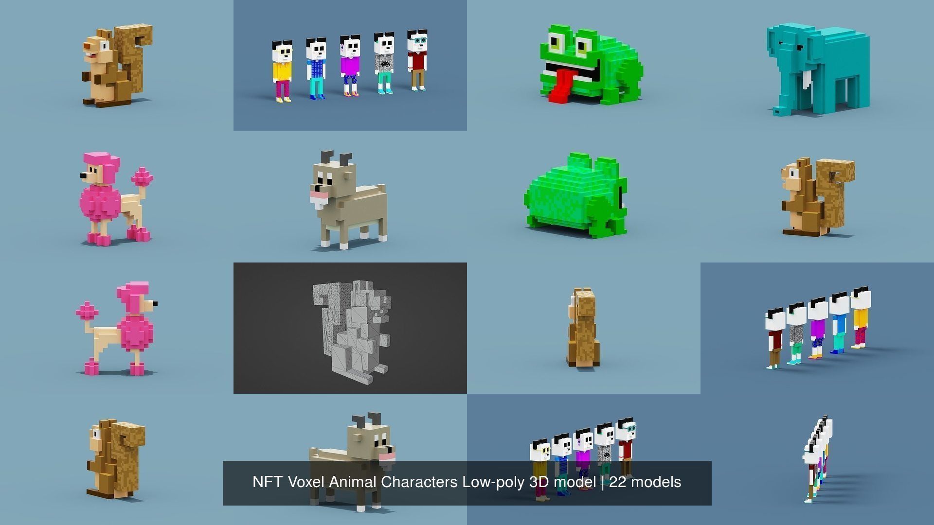 NFT Voxel Animal Characters Low-poly 3D model 3D Model Collection_6