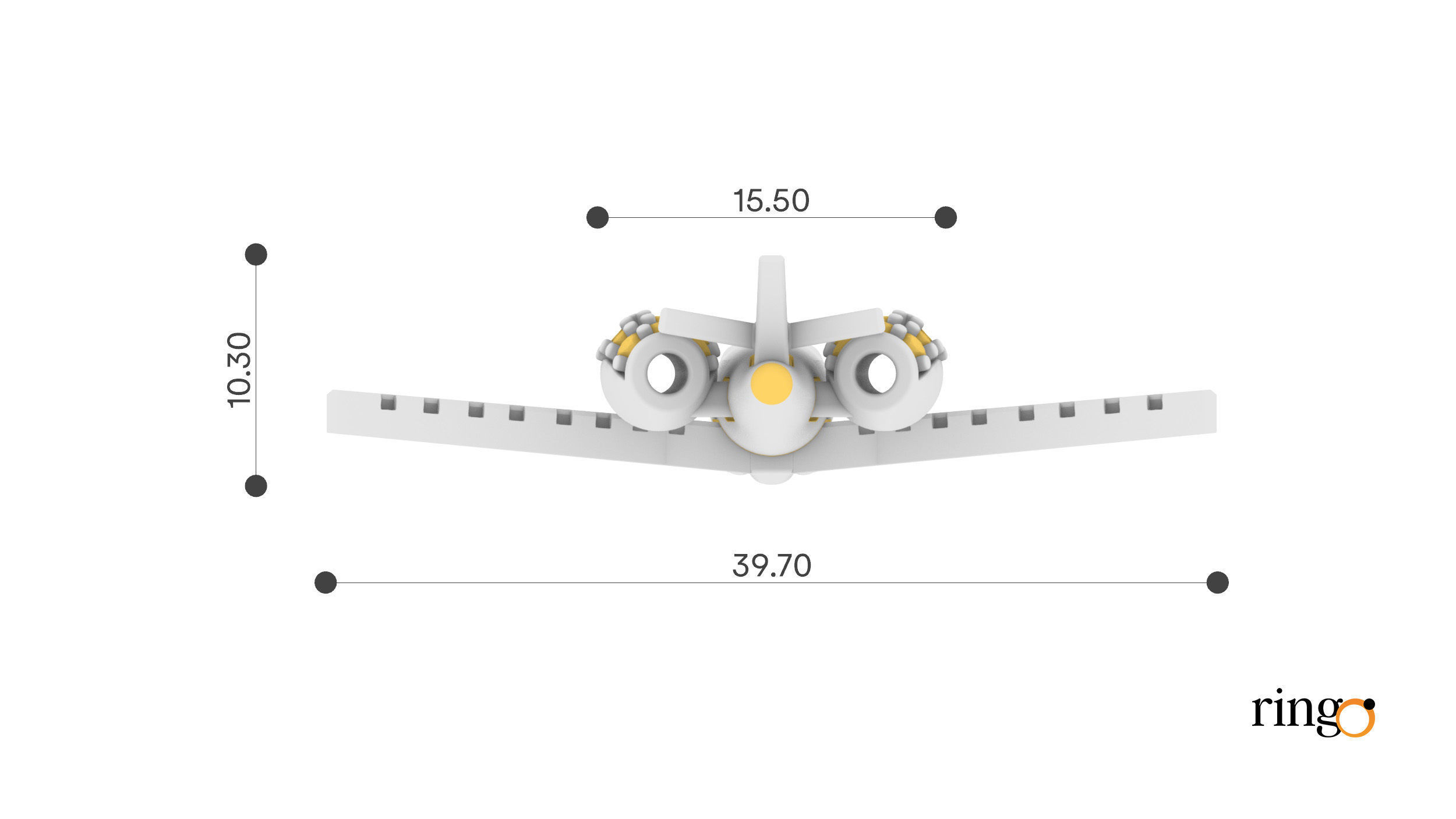 Aeroplano airplane with key ring 3D print model_3