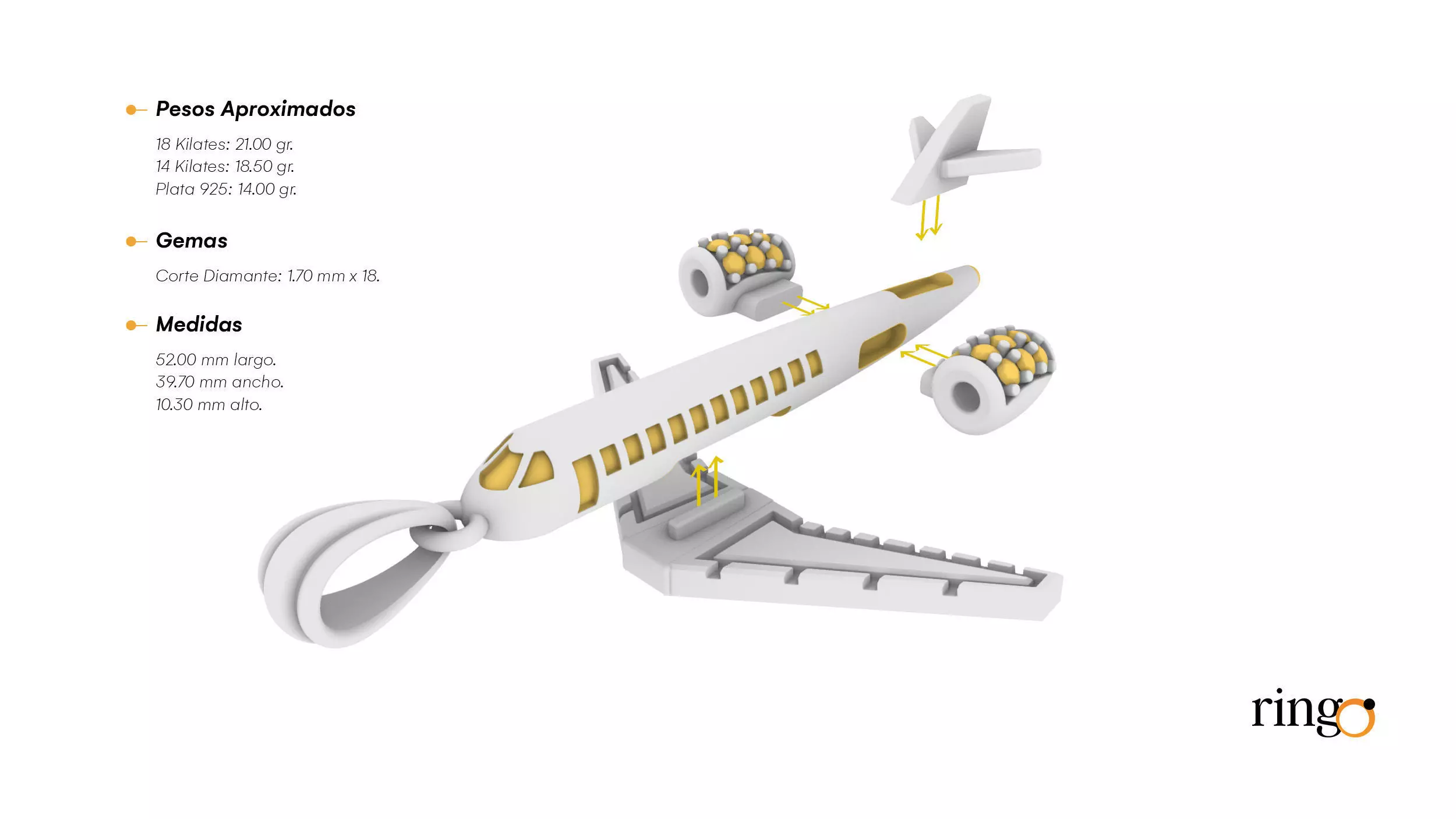 Aeroplano airplane with key ring 3D print model_0