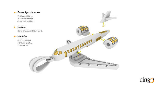Aeroplano airplane with key ring 3D print model