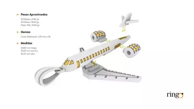 Aeroplano airplane with key ring 3D print model