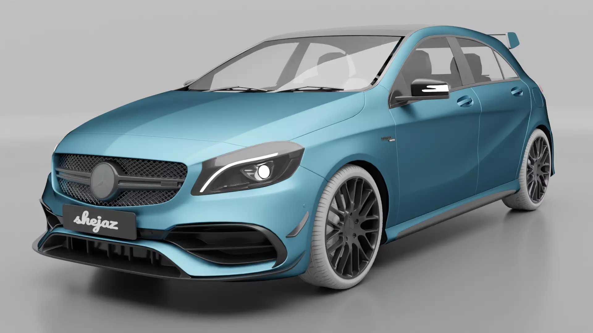 mercedez benz amg a45 with scrap blue Low-poly 3D model