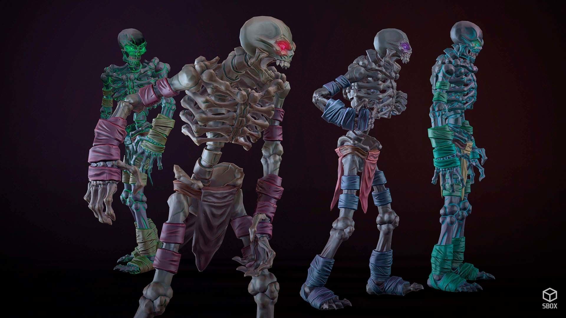 FantasySkeleton1 Low-poly 3D model skeleton Low-poly 3D model_3