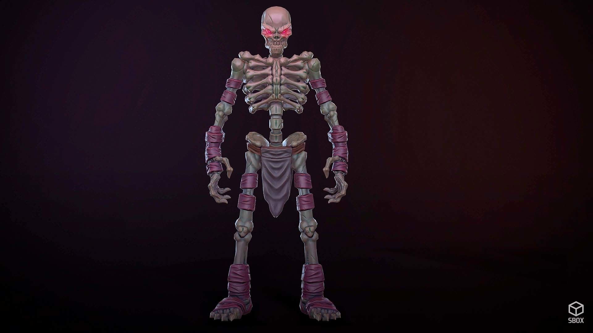 FantasySkeleton1 Low-poly 3D model skeleton Low-poly 3D model_7