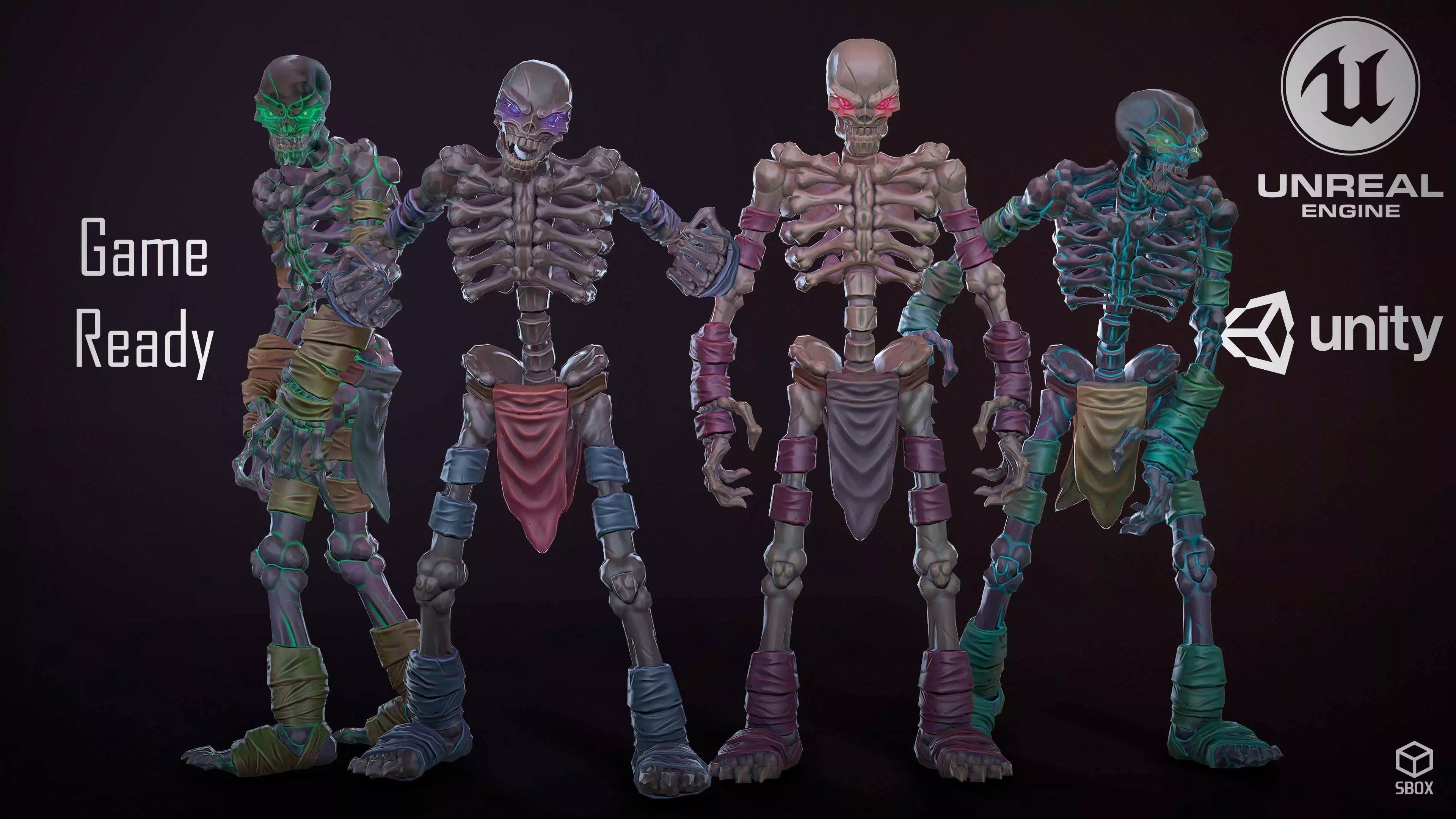 FantasySkeleton1 Low-poly 3D model skeleton Low-poly 3D model_0