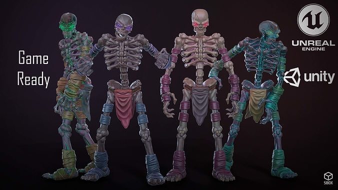 FantasySkeleton1 Low-poly 3D model skeleton Low-poly 3D model
