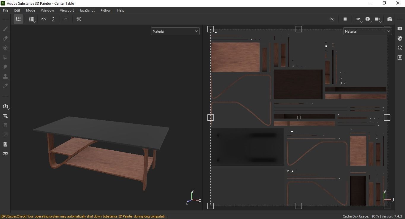Low poly Center Table Low-poly 3D model_9
