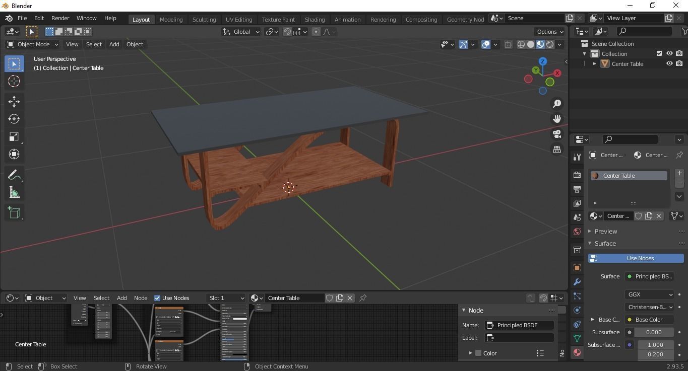Low poly Center Table Low-poly 3D model_11