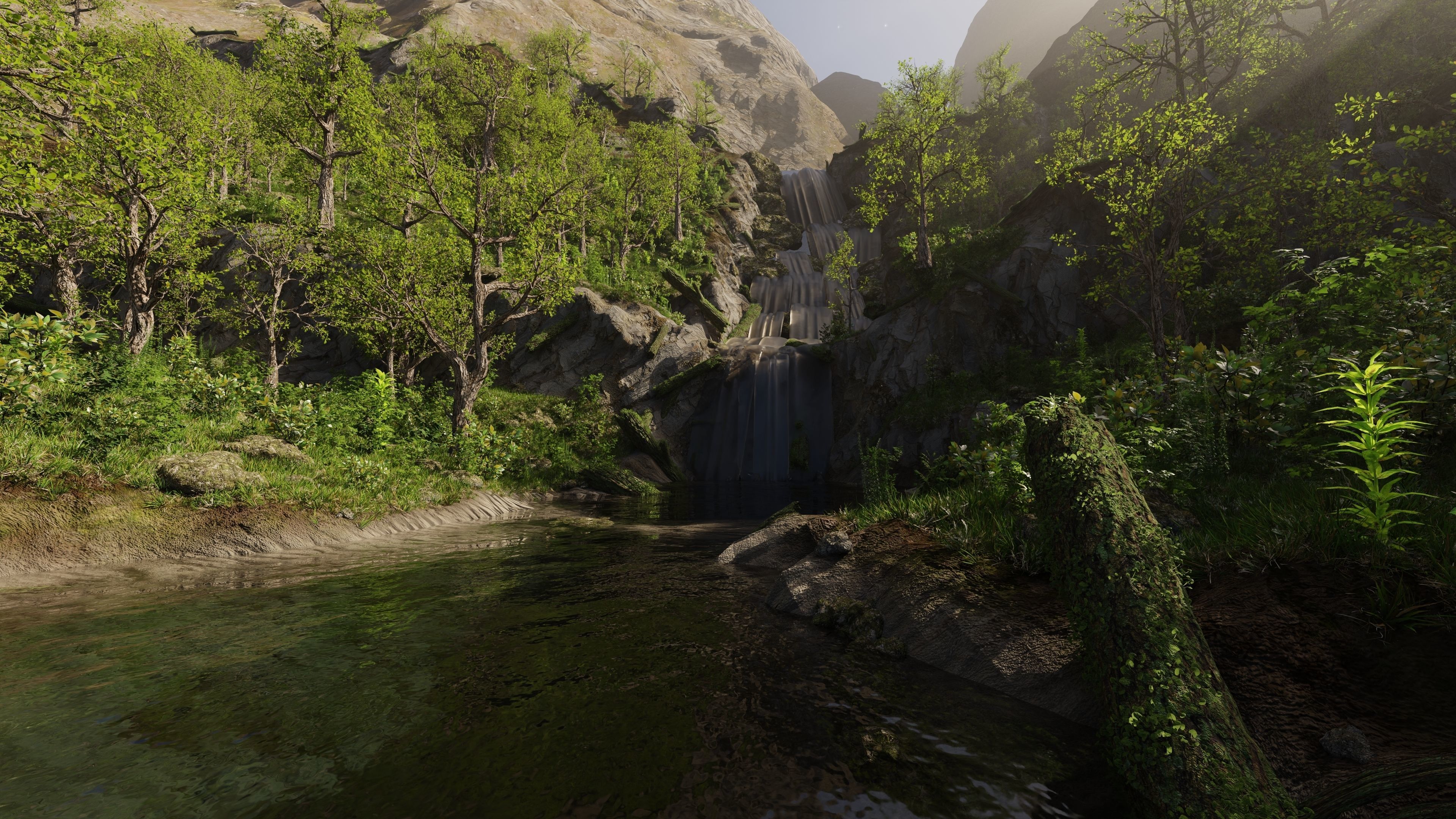 Small Waterfall Scene 3D model_3