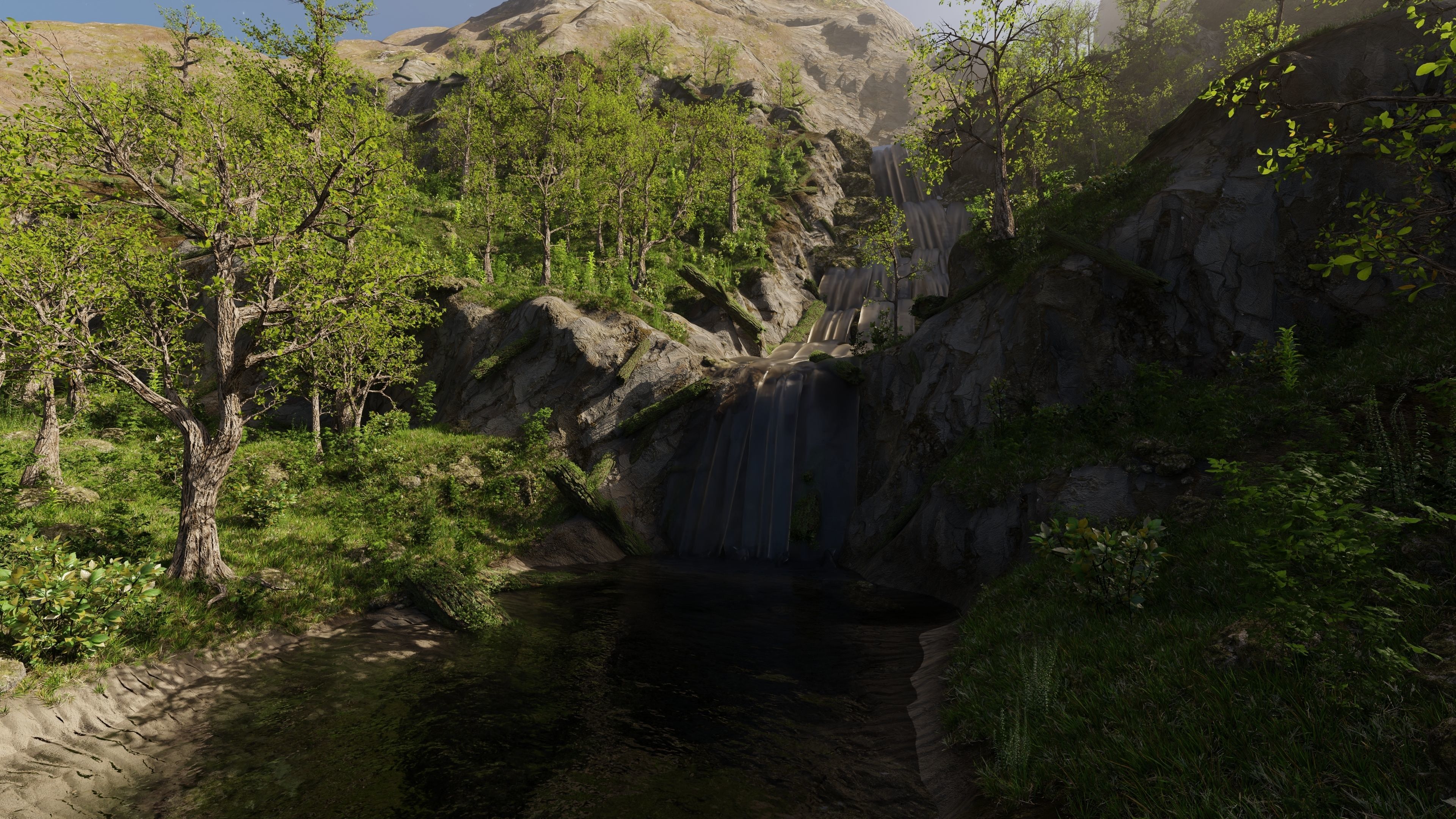 Small Waterfall Scene 3D model_4