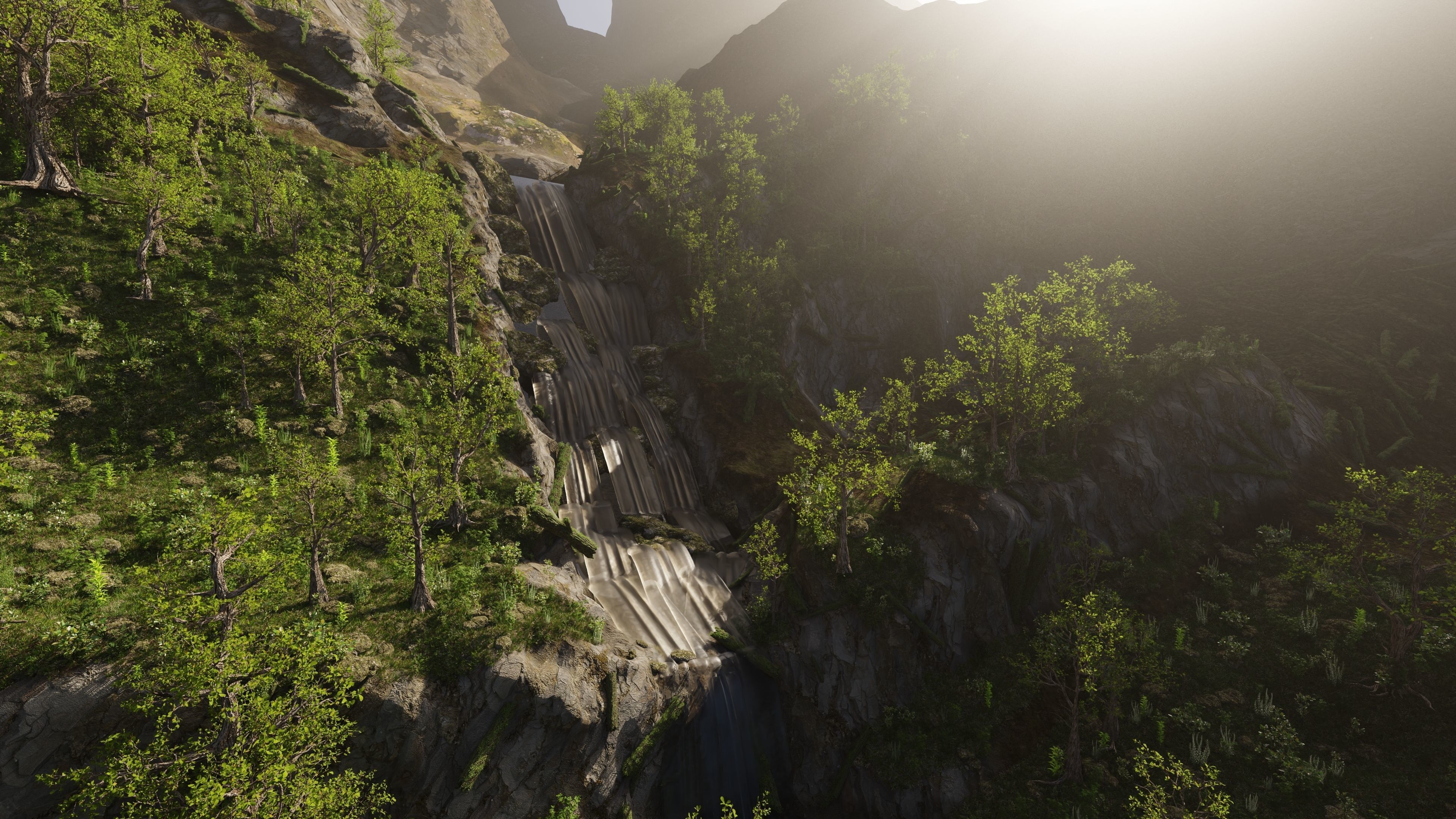 Small Waterfall Scene 3D model_6