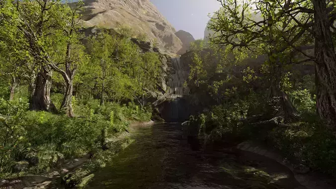 Small Waterfall Scene 3D model