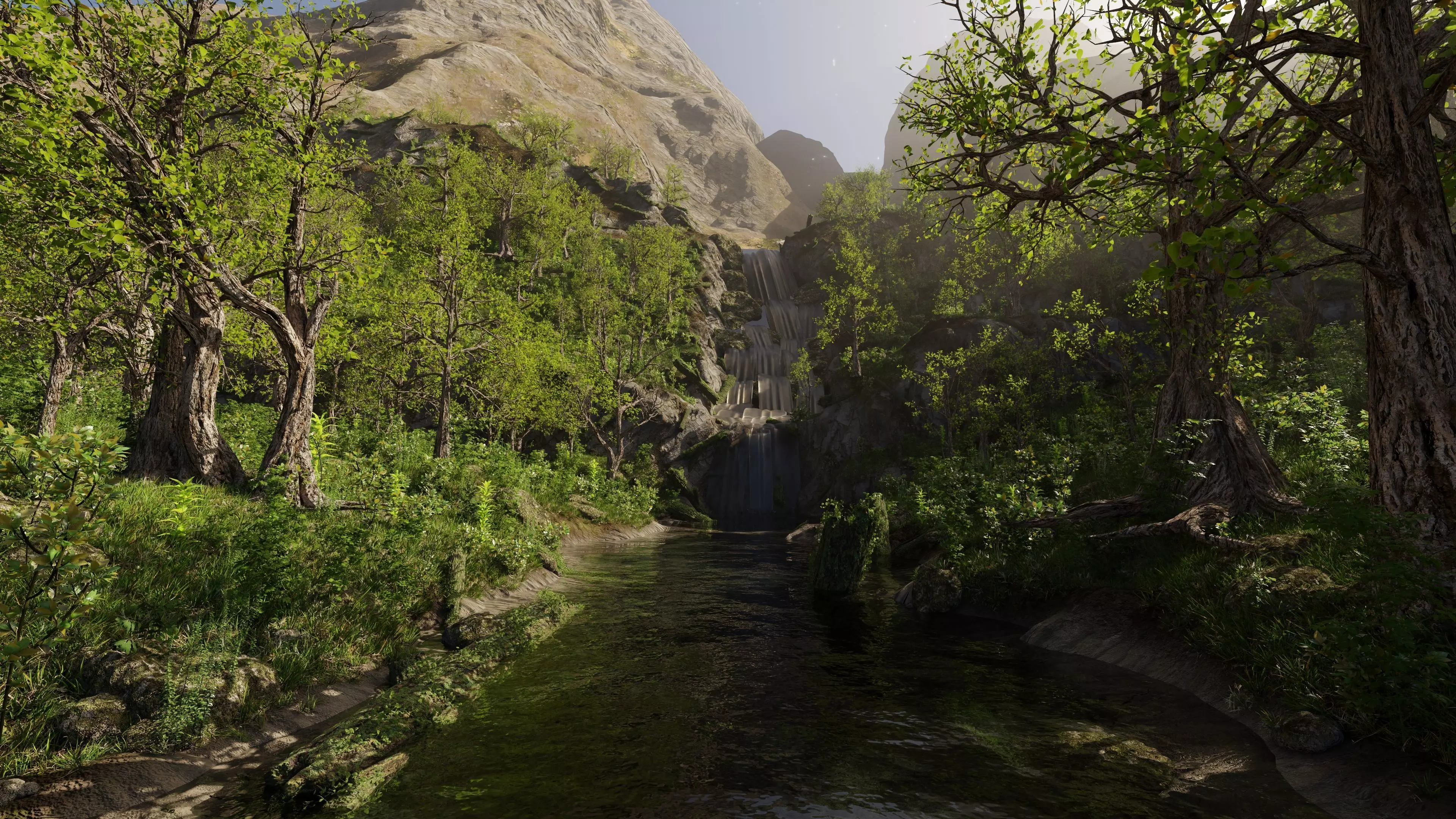 Small Waterfall Scene 3D model_0