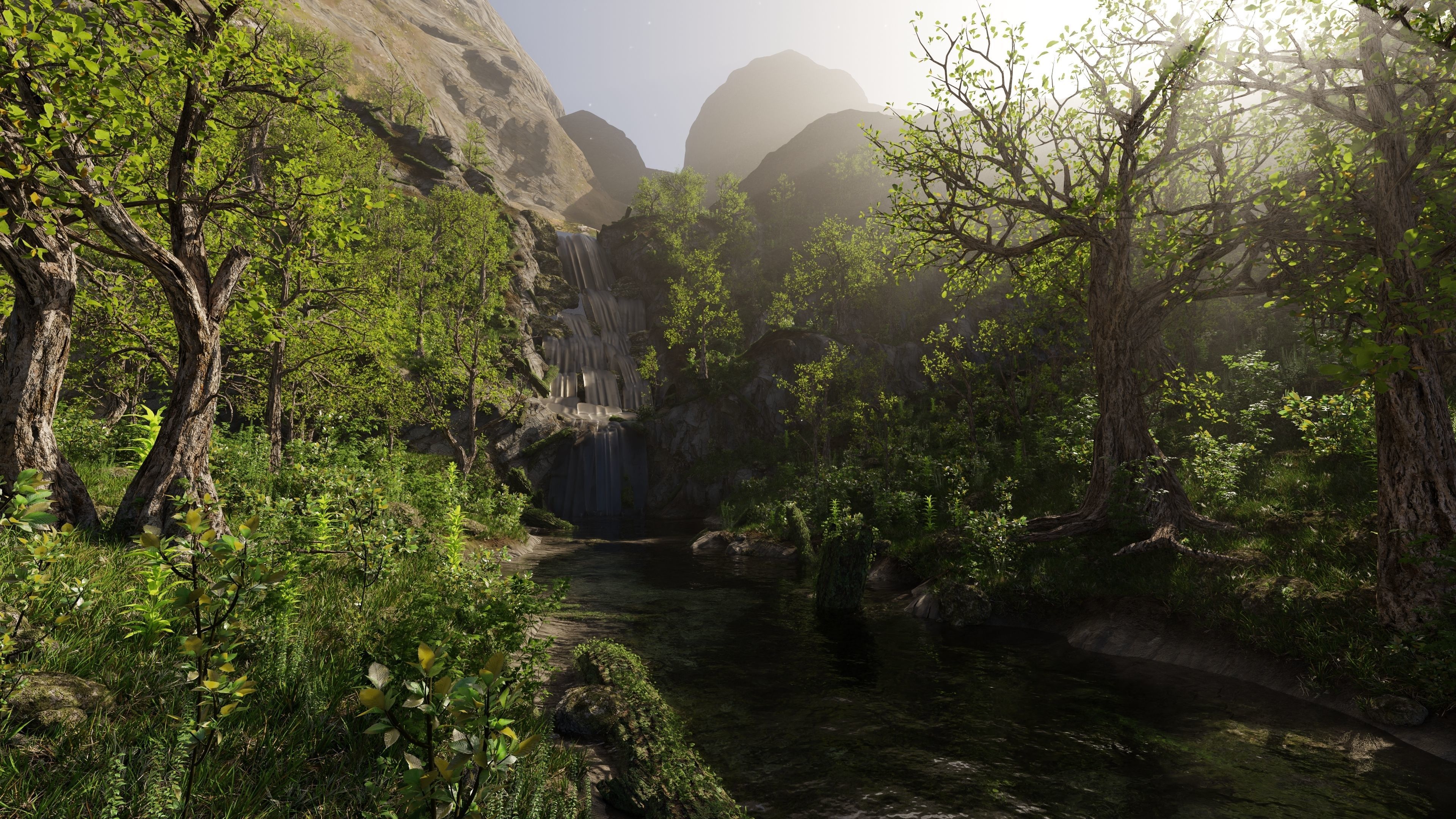 Small Waterfall Scene 3D model_1