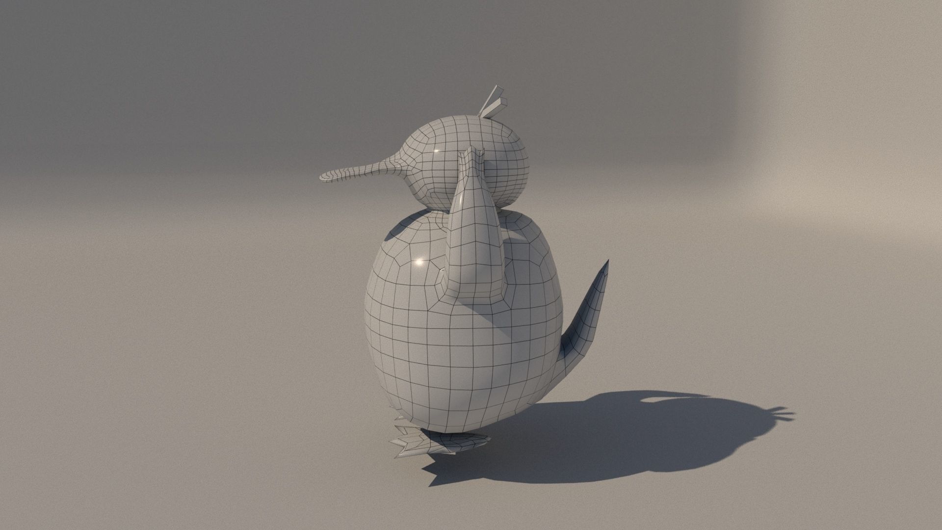 Psyduck cartoon duck Low-poly 3D model_3