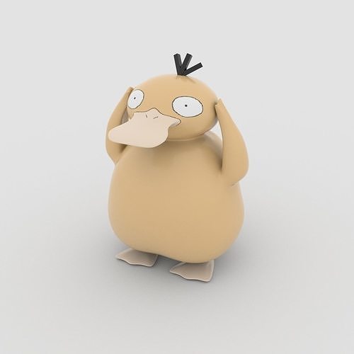 Psyduck cartoon duck Low-poly 3D model