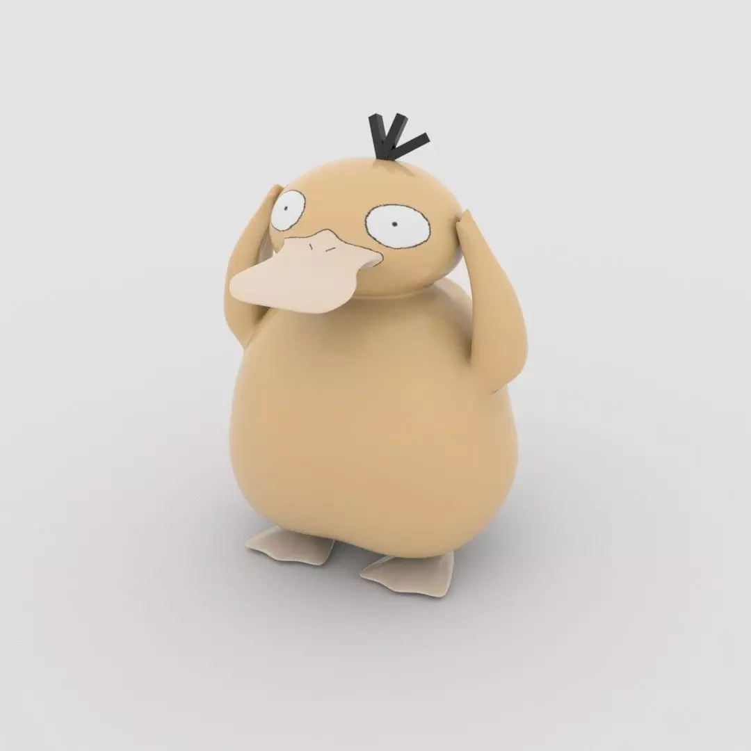 Psyduck cartoon duck Low-poly 3D model_0