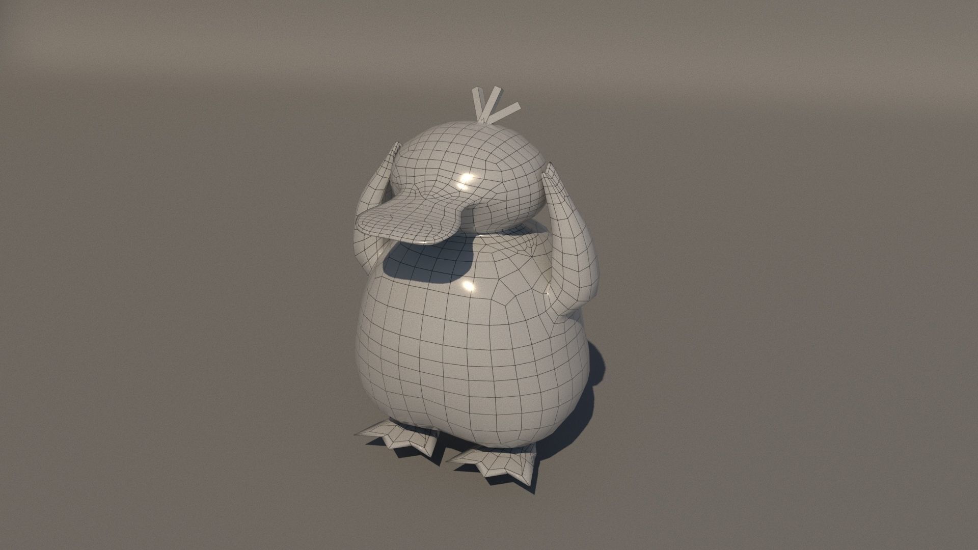 Psyduck cartoon duck Low-poly 3D model_4