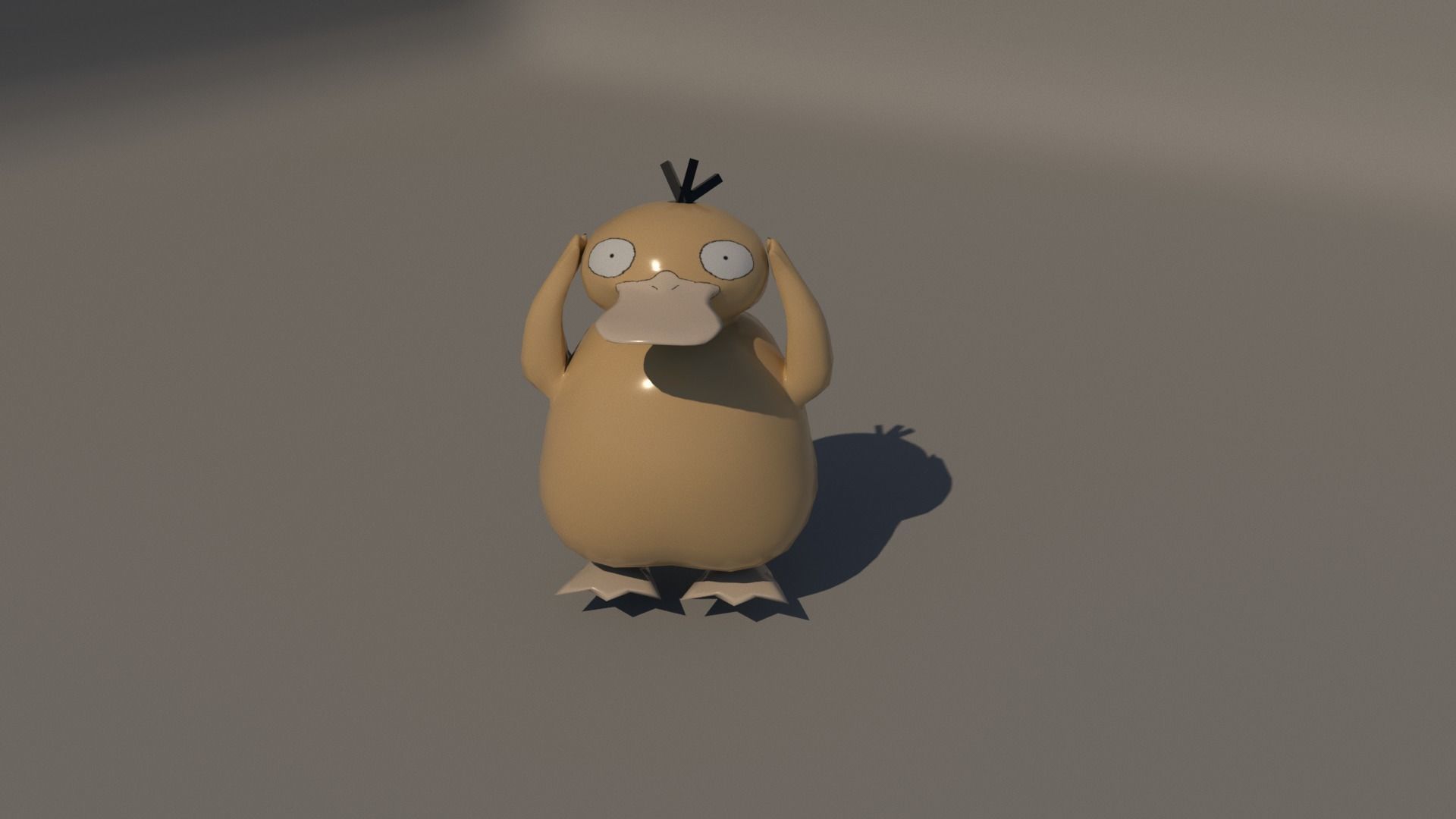 Psyduck cartoon duck Low-poly 3D model_1